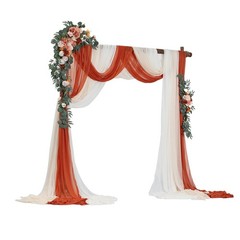 Uimoso Artificial Wedding Arch Flowers Kit Orange With 2Pcs Flowers 3Pcs Drapes