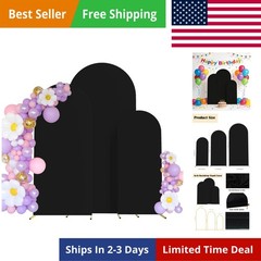 Set of 3 Wedding Arch Cover Spandex Fitted Stretchy Arch Stand Covers,2-Sided…