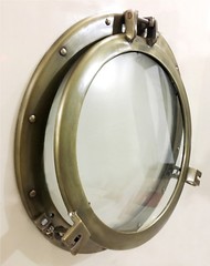 20″ Aluminum Porthole Glass Wall Photo Frame Antique Finish Cabin Porthole