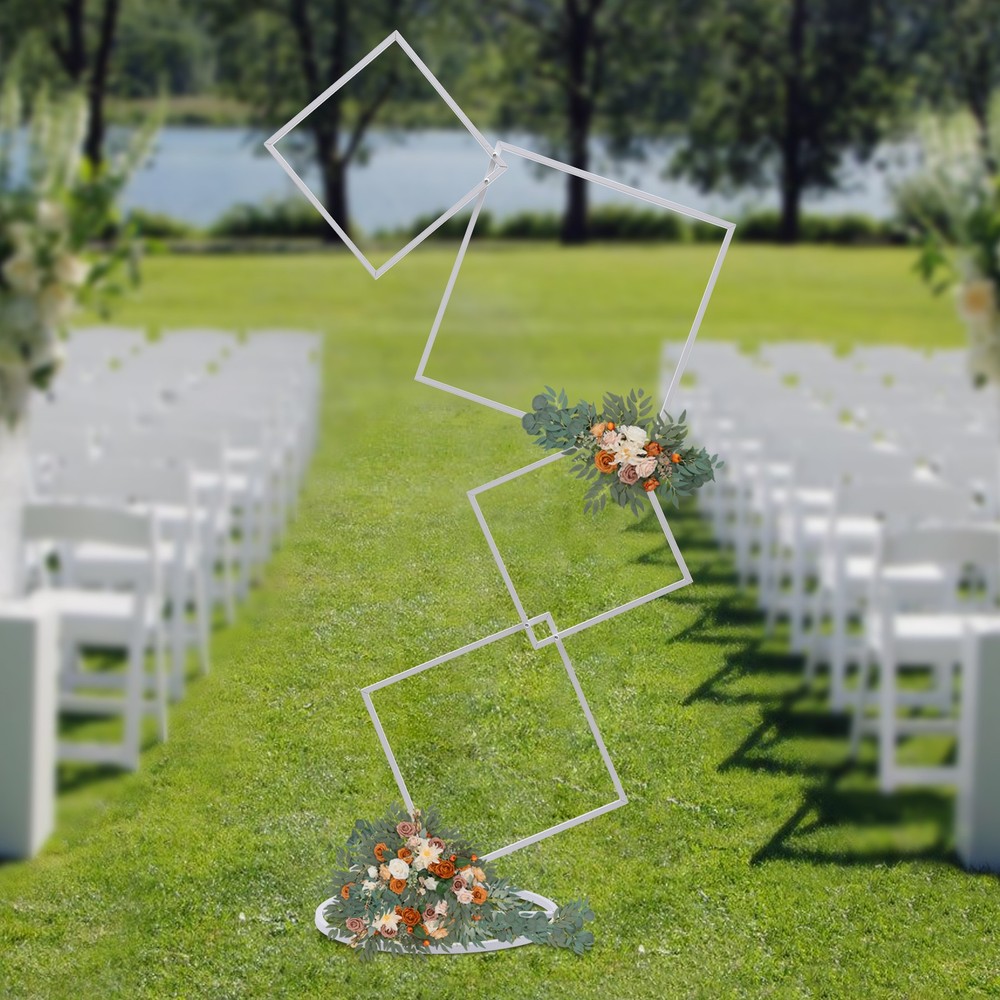 White Metal Flower Frame Weddings Square Backdrop Garland Plants Display Stand~
