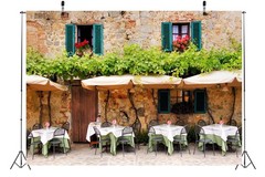 Fabric 9x6ft Italian Town Cafe Backdrop for Wedding Photography Tuscany Stone…