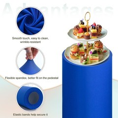Set of 3 Cylinder Spandex Stand Covers, Sapphire Blue, Elastic Fabric-Small