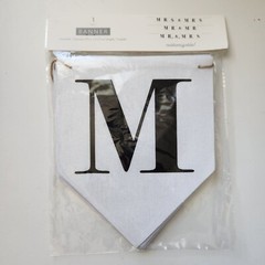 MRS & MRS, MR & MR, MR & MRS Wedding Banner White Fabric Twine 81” Party Banner