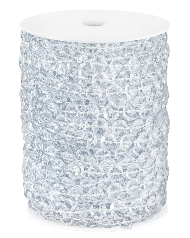 99FT Acrylic Crystal Garland, Clear Diamond-Shaped Crystal Bead Strands, DIY …