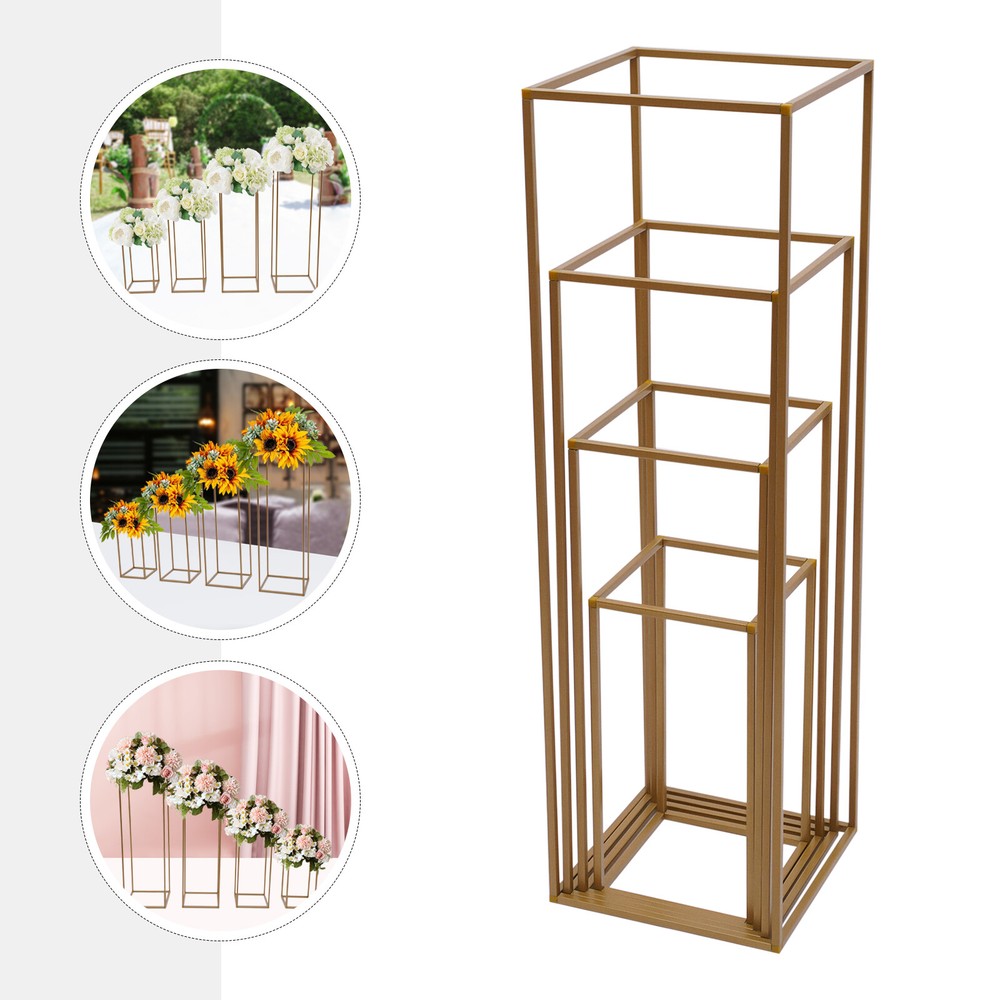 Gold Metal Flower Stand Rectangular Rack For Wedding Table Centerpieces Decor 🔥