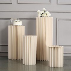 40″ Ivory Folding DIY Accordion Pillar Cardboard Display Stand Pedestal Box