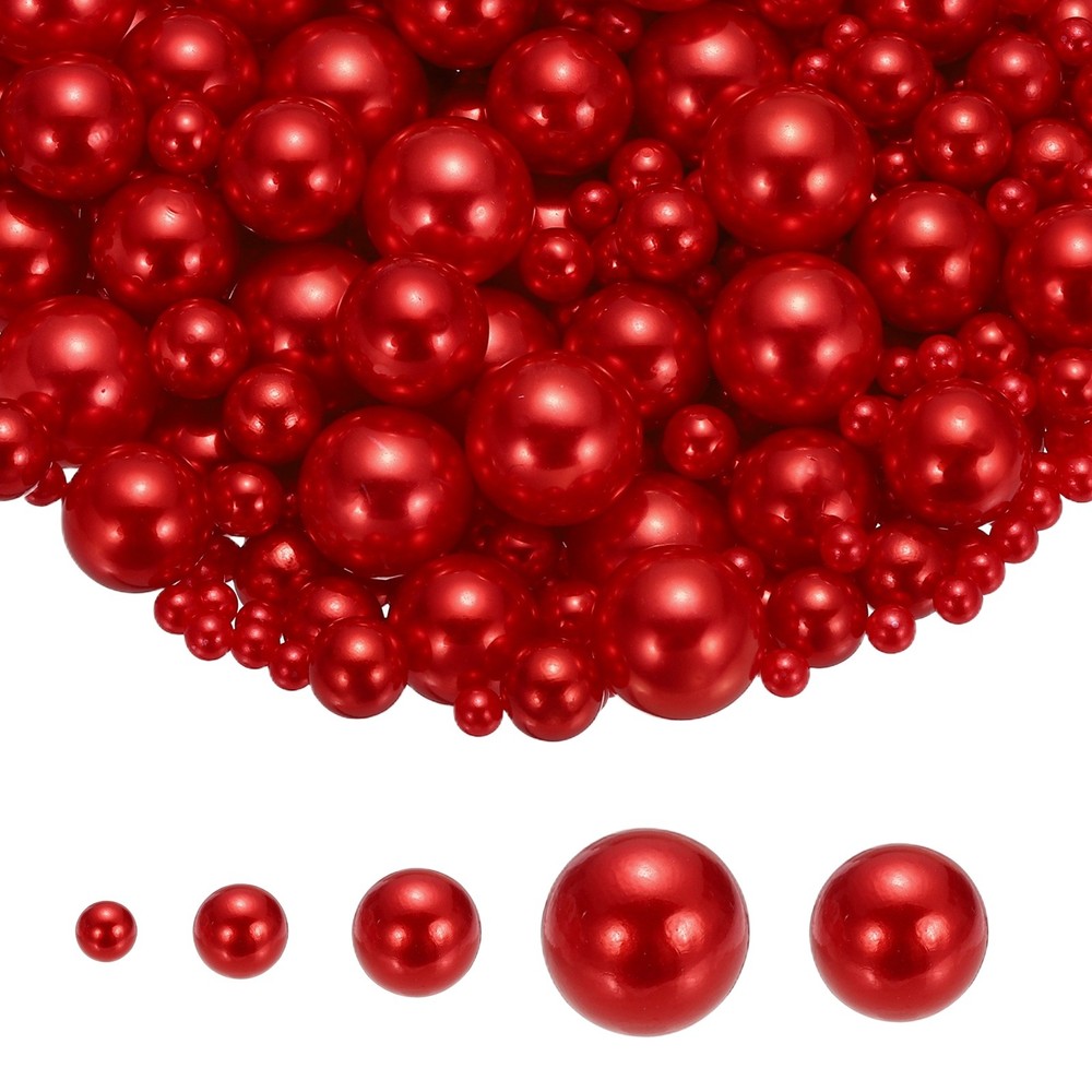 4/6/8/12/14mm Pearl Bead for Vase Filler, 600 Pcs Floating Beads, Red