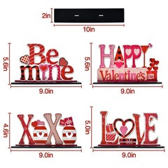 4Pcs Valentine’s Day Decorations Love Wooden Table Sign, Anniversaries Tablet…