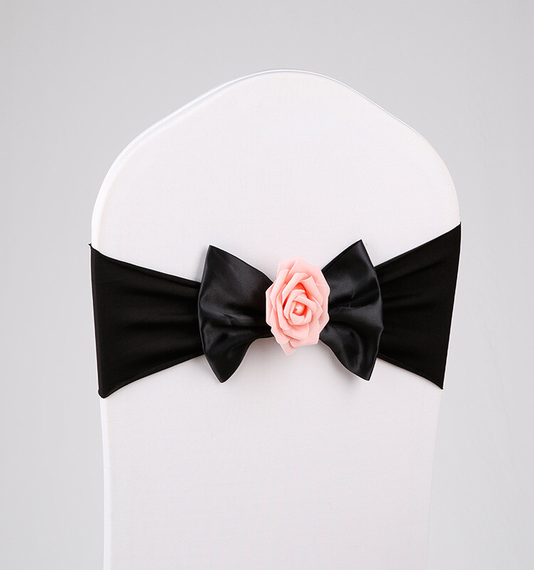 10 PCS Rose Flower Bow Decor Sashes Wedding Party Stretch Spandex Chair Cover