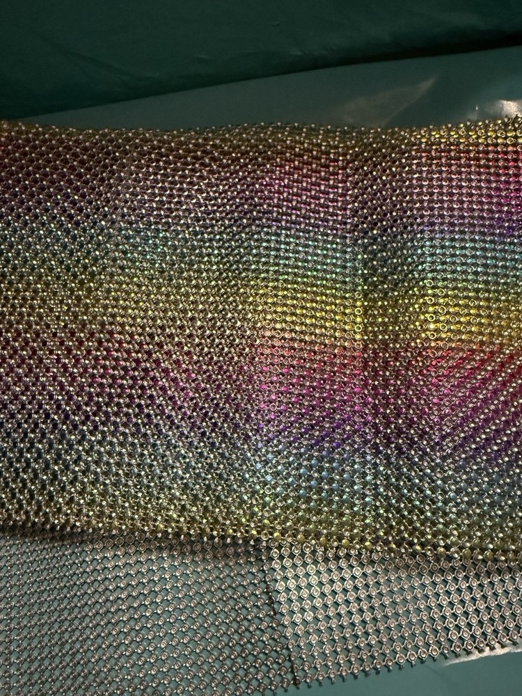 Rainbow Sparkle 6”x 8’ Diamond Mesh Wrap Roll Rhinestone Crystal Ribbon