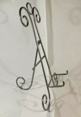 Easel Display Stand XL Large Size Scroll Design Dark Silver Folding
