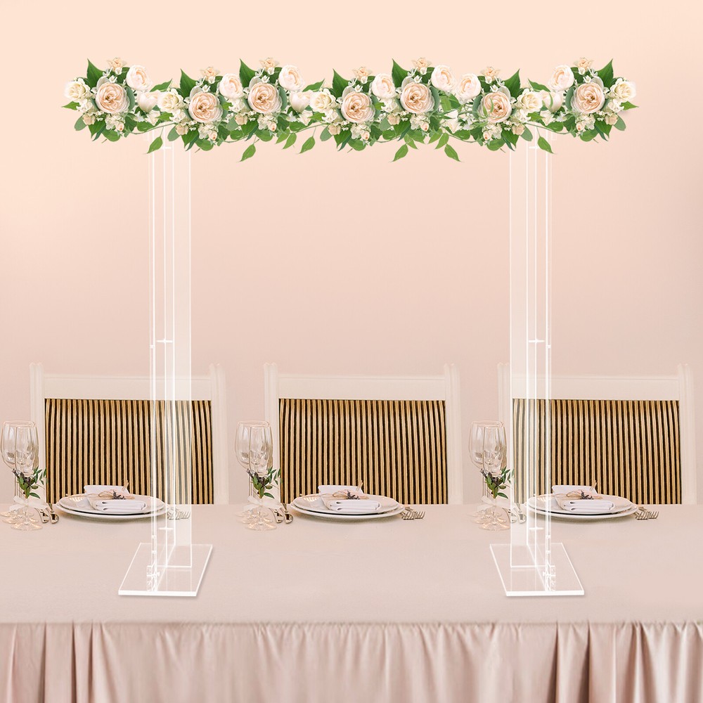 Tall Clear Acrylic Flower Stand Wedding Centerpiece Rectangular Long Floral Fram