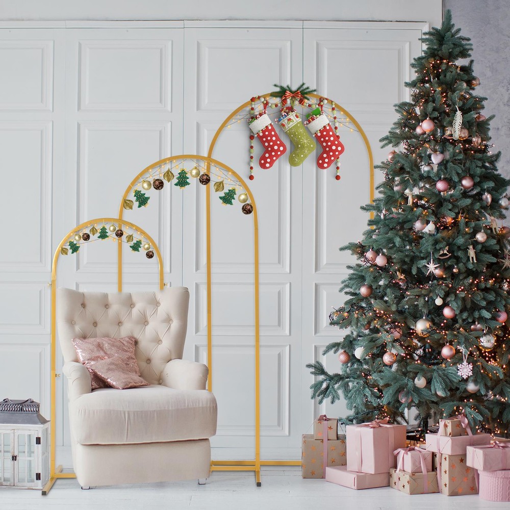 Metal Arch Backdrop Stand Gold Wedding Arch Stand Set of 3(6FT/5FT/4FT)for Party