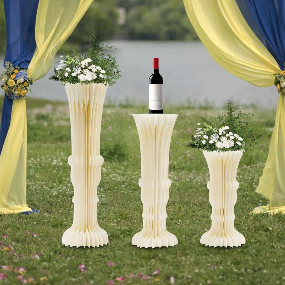 3pcs Folding Cardboard Centerpiece Display Flower Stand Vase-shape Rack Decors