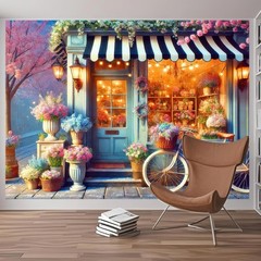 BlissYard Flowers Shop Backdrop Banner 7.5×5.9FT Hello Spring Banner Decorati…