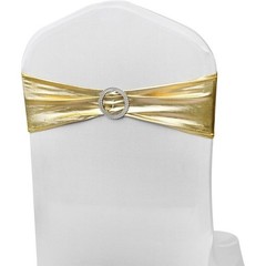 Gold Chair Sashes Stretch Fit Spandex Wedding Banquet Party Decoration 50 Pack