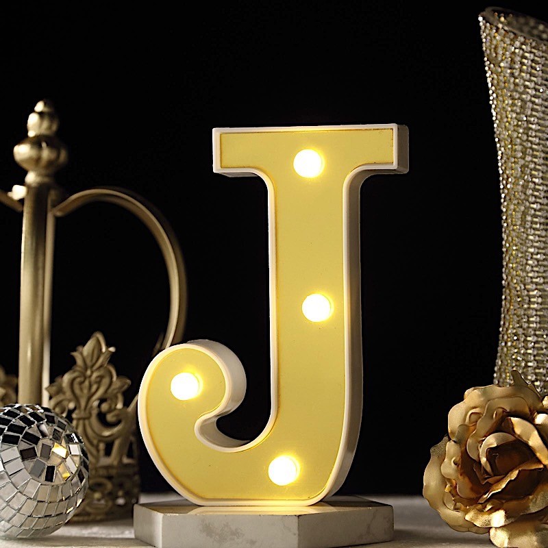 6″ tall GOLD J LED Lighted Marquee Letters Sign Party Wedding Events Decorations