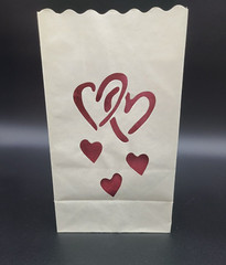 50 Interlocking Heart Luminary Bags-White Wedding Valentine Romance Luminaria