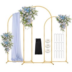 Wedding Arch Backdrop Stand Set of 3, 6FT/5FT/4FT, Gold Metal Balloon Arch Kit f