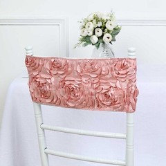 10 Dusty Rose Satin Rosettes Stretchable Spandex Chair Sashes Wedding