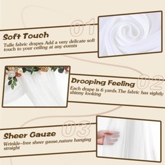 20ft Long Wedding Arch Draping Fabric 1/4 Panels Ceiling Drapes Party Backdrop