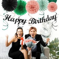 Sage-Green Blush-Pink Black Birthday Party Sage-green Blush-pink Black