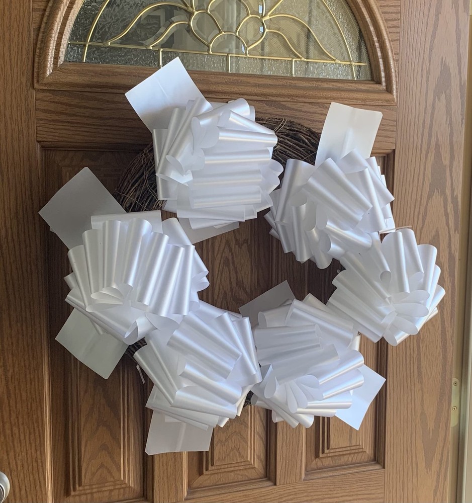 White Wedding Decorations Pull Bows – 8” Wide, 1 Count (Pack of 12),