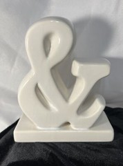 White Ceramic 6” And & Ampersand Freestanding Sign Novelty Wedding Prop
