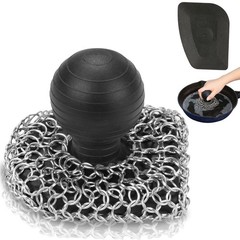 Cast Iron Scrubber with Pan Scraper, 316 3.1inch*3.5inch*3inch, Black