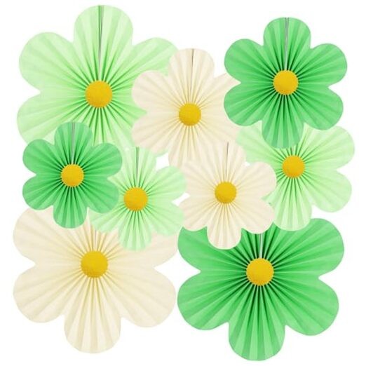 Party Decorations Paper Flowers Decorations for Wall Classroom Paper Fans Green