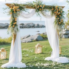 Wedding Arch Draping Fabric Arch Drapes 19Ft length x 28″ width (1 Panel) White