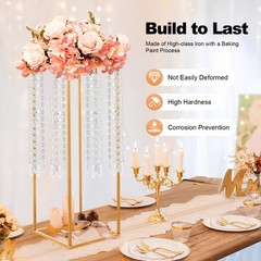 4Pcs Gold Metal Column Flower Stands Centerpiece Holder Rack Party/Wedding Decor