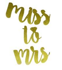 2x Hanging Gold Letter SignsMiss to Mrs – for Weddings Includes Gold Thread