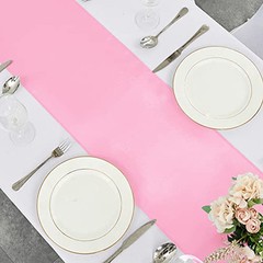 4 Pack Satin Table Runner 12 x 108 Inch Long Bright and Smooth Silk Pink