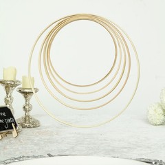 5 pcs Light Brown Round Natural Wood Floral Hoops Wreaths Rings Set Decorations