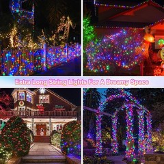 weillsnow 500 LED Multicolor Outdoor Christmas Lights, 164Ft Plug in Waterpro…