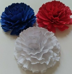 Paper Flower Handcrafted 3.5″ Red White & Blue Carnation Wedding Party Backdrop
