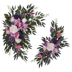Wedding Arch Artificial Flower Panels 2-Pack Purple Pink White Green