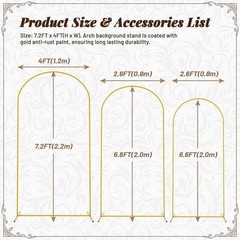 7.2FT, 6.6FT, 6FT Arch Backdrop Stand for Wedding Ceremony Birthday Party Garden