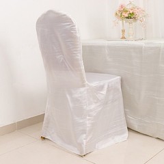 WHITE Crinkle Crushed Taffeta Banquet CHAIR COVER Party Wedding Events Decor