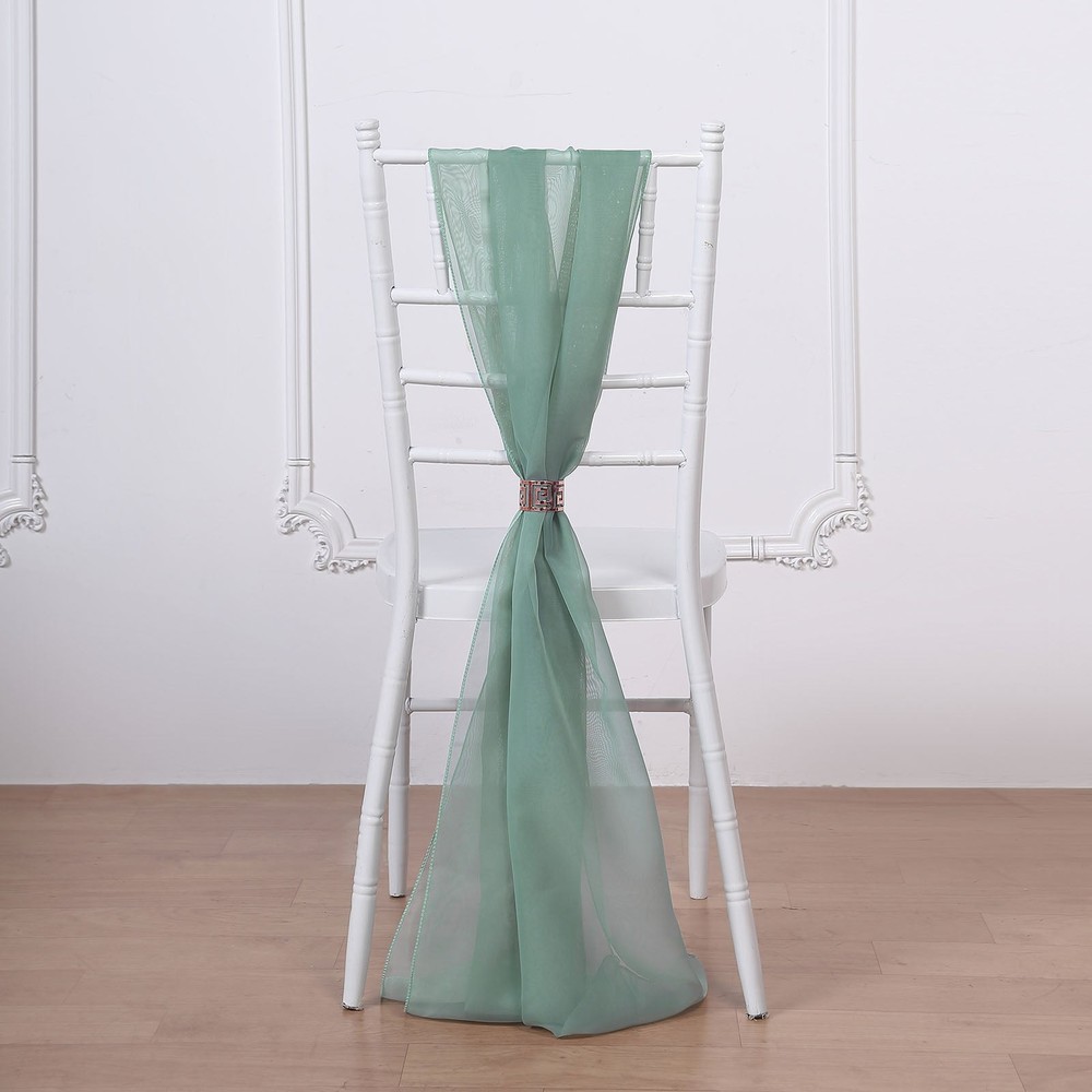 10 Eucalyptus Sage Premium Chiffon Wide CHAIR SASHES Party Reception Decorations