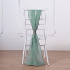 10 Eucalyptus Sage Premium Chiffon Wide CHAIR SASHES Party Reception Decorations