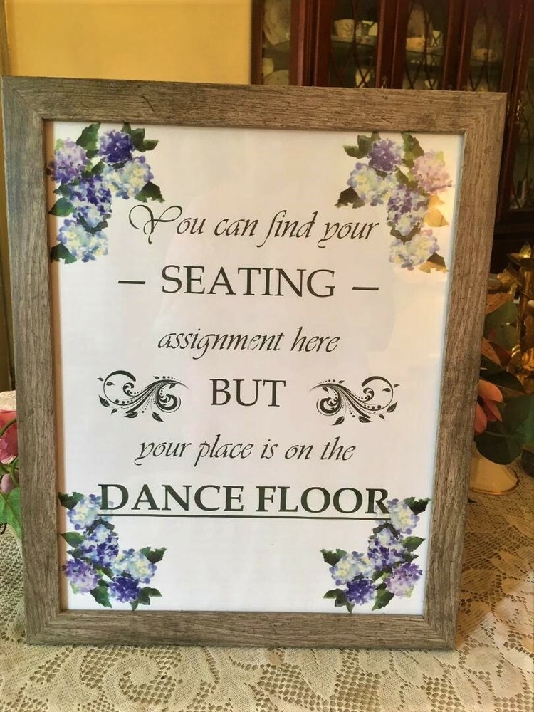 NWT Wedding Sign Seating Assignment Dance Floor Wood Glass Frame Party Decor