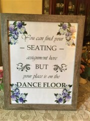 NWT Wedding Sign Seating Assignment Dance Floor Wood Glass Frame Party Decor