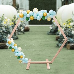 Wood Hexagon Arch Backdrop Stand 7.1 FT Hexagon Wood Wedding Arch Frame Decor