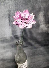 7 Handmade Paper Flowers on stems (Marbled Lt Purple) for Wedding, St. Valentine