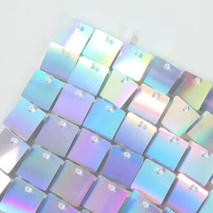 24 IRIDEDESCENT BLUE Square Sequin Shimmer Wall Photo Backdrop PANELS Party