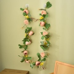 2 Pack of Rose Flower Vine, Floral Garland for Wedding Champagne & Yellow
