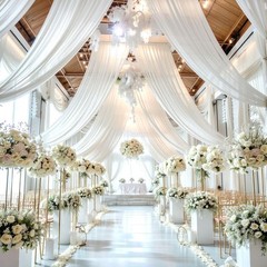 PARTISKY Wedding Arch Draping Fabric,2 Panels 18FT White Wedding Arch Drapes