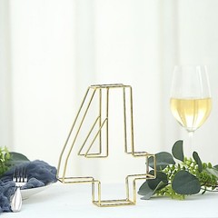 GOLD 8″ tall 3D Metal Wire Number 4 Party Wedding Reception Backdrop Supplies